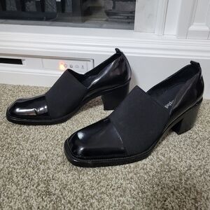 Jeffrey Campbell Black Chunky Heel Loafers, Size 10